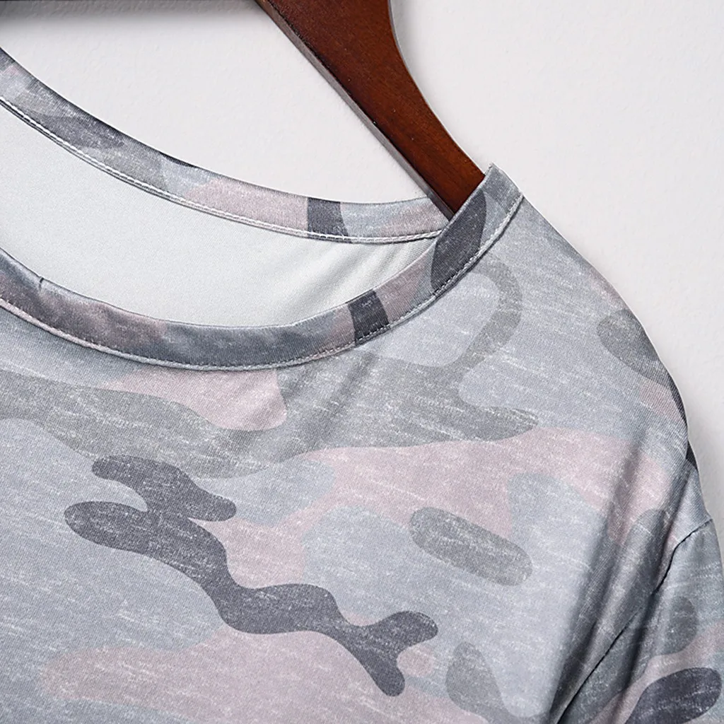 Женское платье с коротким рукавом камуфляжное карманом повседневное пляжное