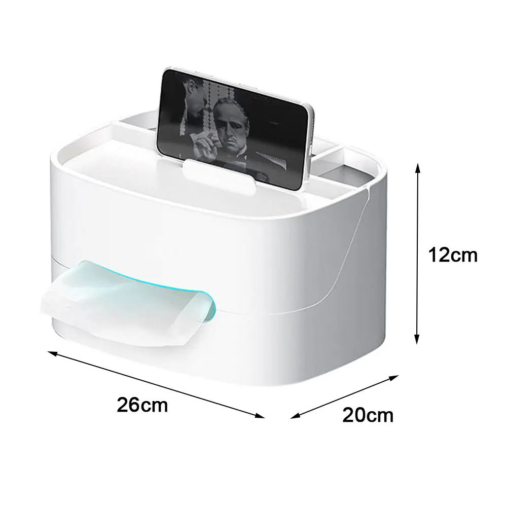Multifunction Paper Towel Holder Container Napkin Storage Case Tissue Box Cover Desktop Sundries Organizer Mobile Phone Bracket | Дом и сад