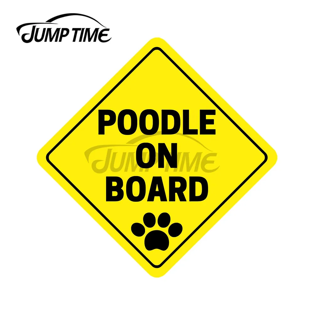 

JumpTime 13x13 см Для Пуделя на борту, Забавный знак, забавные автомобильные наклейки и наклейки, виниловые водонепроницаемые наклейки для багажн...