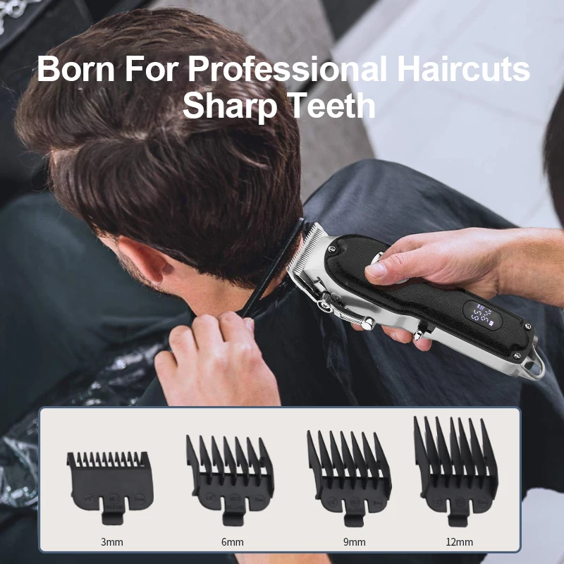 RESUXI Metal Cordless Clipper with Base ProLi Hair Trimmer Rechargeable Zero Gap Barber Cutter Men Shaver | Бытовая техника