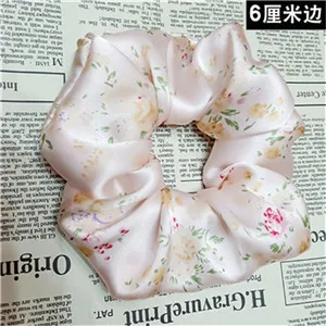 PinkFlower Модные женские элегантные 6 см ширина чистый шелк резинки для волос милая резинка OL базовый зажим для волос конский хвост держатель - Цвет: PinkFlower