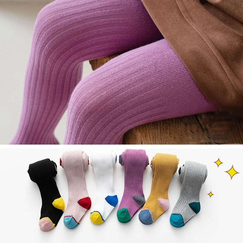 От 0 до 7 лет Детские однотонные колготки Сезон весна осень зима Хлопковые для