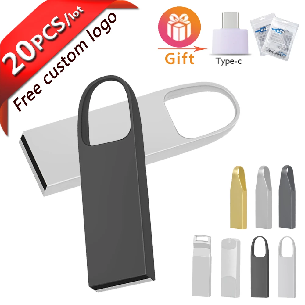 

20pcs usb flash drive 128gb 2.0 Metal pendrive Memory Stick 4gb 8gb 16gb 32gb 64gb storage disk wedding/photography engarve gift
