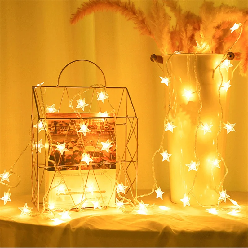 

40 LED Snowflake Light String Twinkle Garland Battery Power Christmas Lamp Holiday Party Christmas Decorations Fairy Light