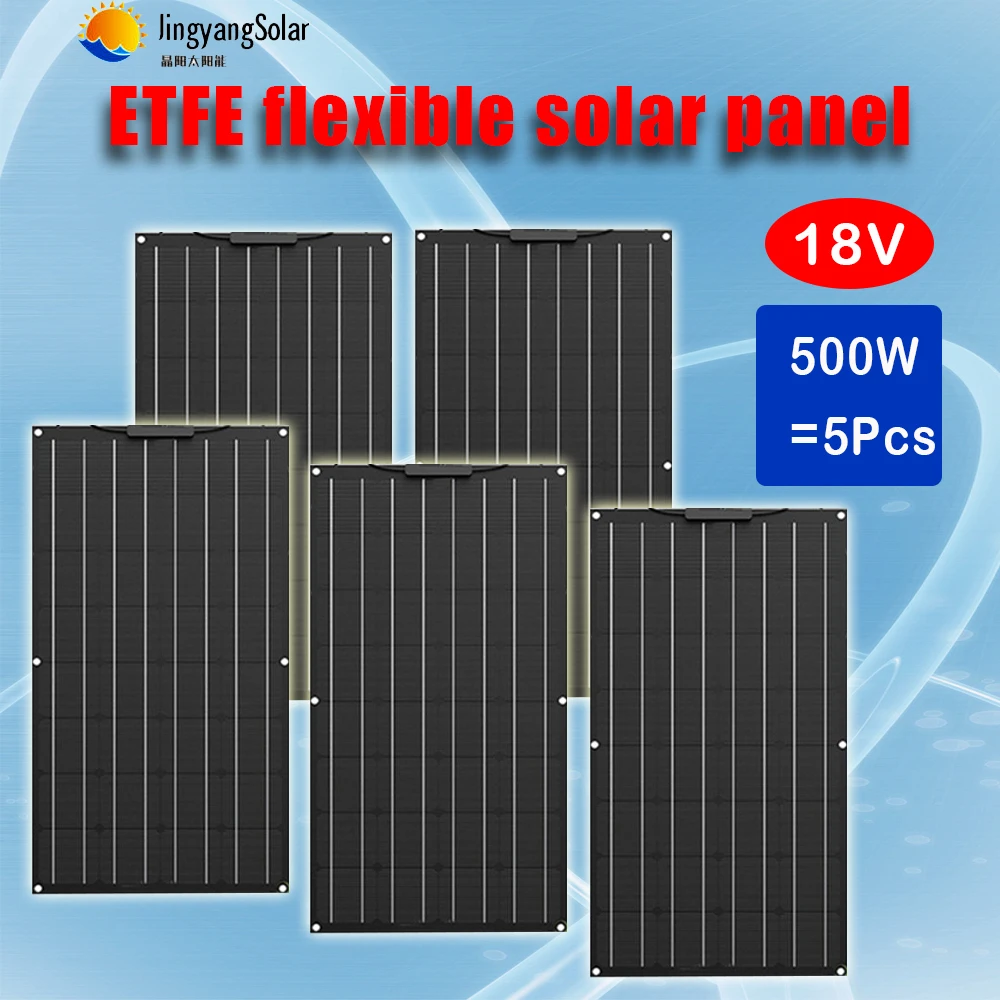 

China made Marine, camping, Caravan use high efficiency mono cell 5pcs 100W ALL BLACK ETFE flexible solar panel