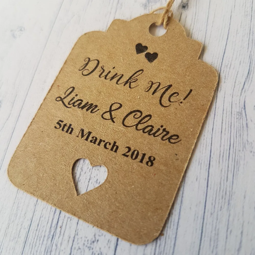 

Customized Wedding Favor tags Personalised Bridal shower bachelor birthday partyEat Me or Drink Me favor tags lables