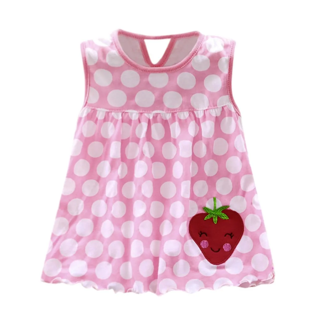 

Girl Summer Fashion Tops Dress Girl Baby Dressinfant Cartoon Flower Children Dot Floral Tees Dress Vest Vestido Infantil A1