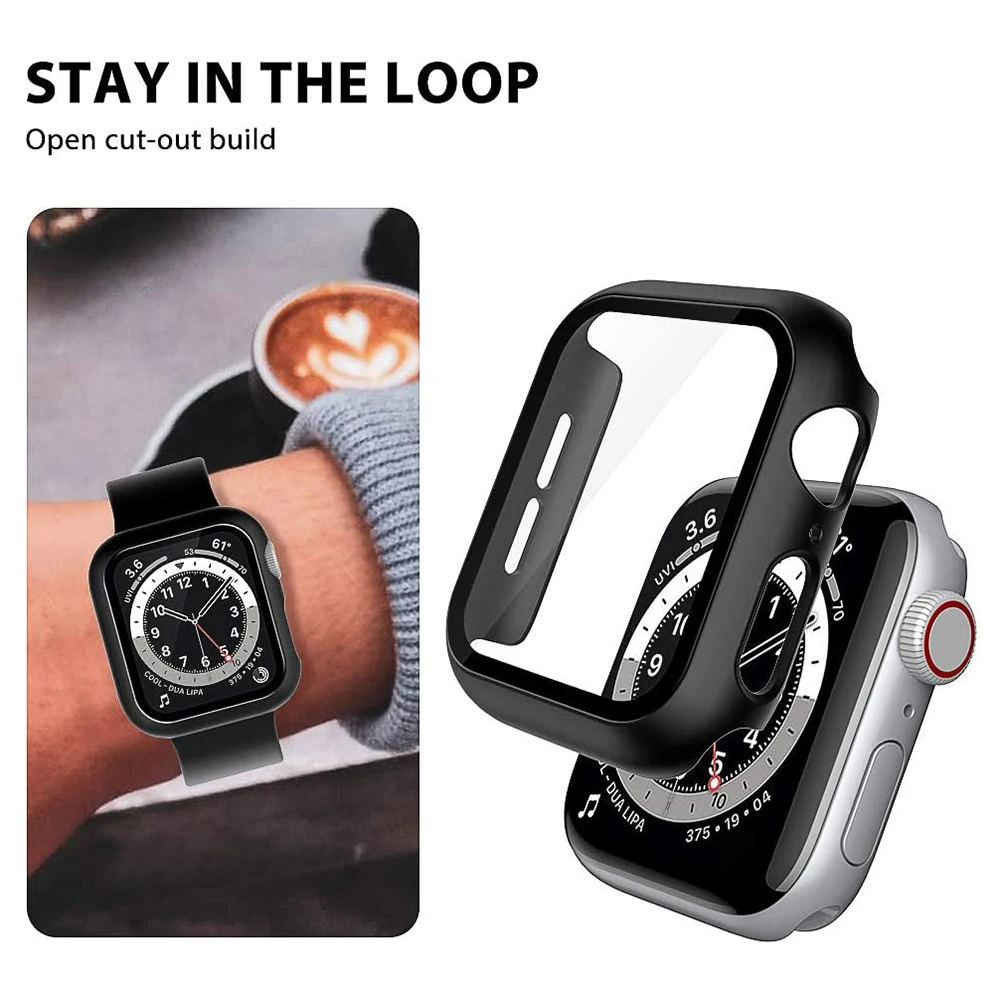 2pcs protective case for apple watch 1 2 3 tempered glass screen pc protector clear cover for iwatch wearable devices smart part free global shipping