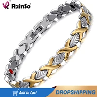rainso healing fir magnetic bio energy womens bracelets stainless steel charm bracelets germanium hologram jewelry for women