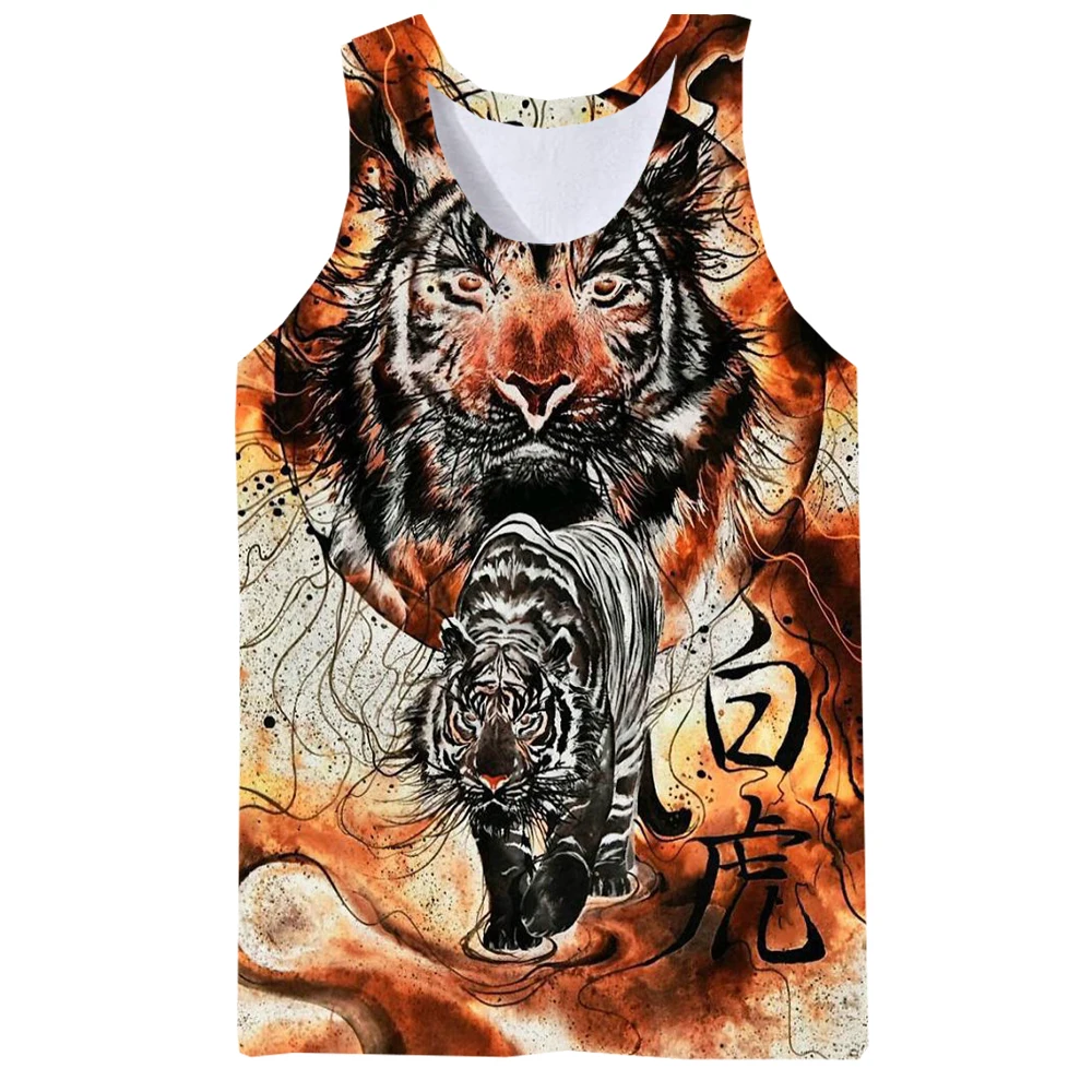 Майка UNEY с белым тигром для мужчин и женщин Пляжная рубашка без рукавов в виде