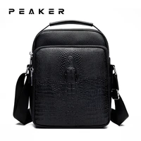 peaker mens shoulder bag crocodile grain cowhide leather messenger bag casual retro first layer leather mens handbag