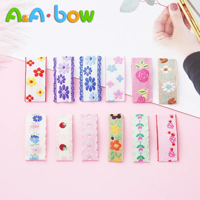 Horquillas con bordado Floral para beb&eacute;, accesorios para el cabello para ni&ntilde;a, pinzas para el pelo cuadradas, pasador BB, 6 uds.-0