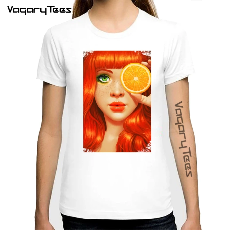 Летняя креативная футболка Vagarytees 2020 Женская оранжевая с принтом в виде Красной