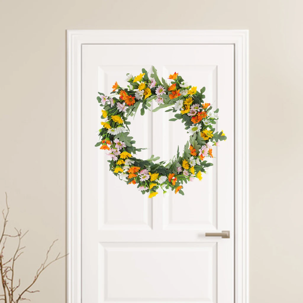 Декоративный венок с маргаритками красивый искусственный 12 дюймов для весны