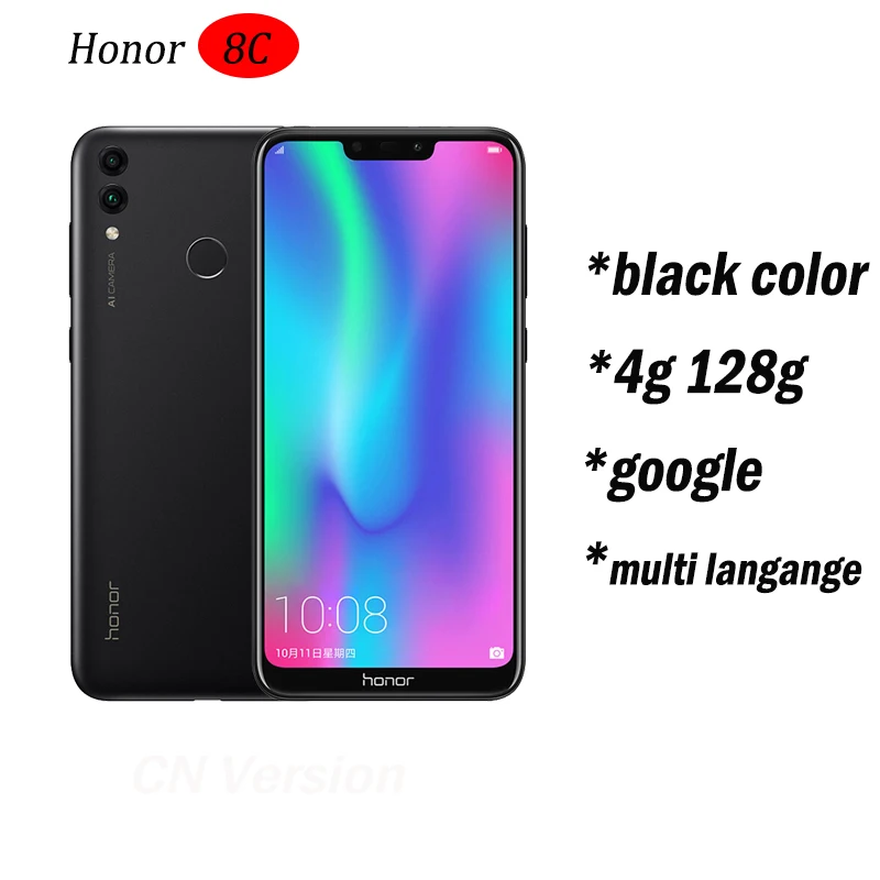 8c Honor 8c 3 слота Face ID 6,26 дюймов Восьмиядерный процессор Snapdragon 632, фронтальная камера 4000 МП, двойная камера заднего вида мАч - Цвет: 4g 128g black