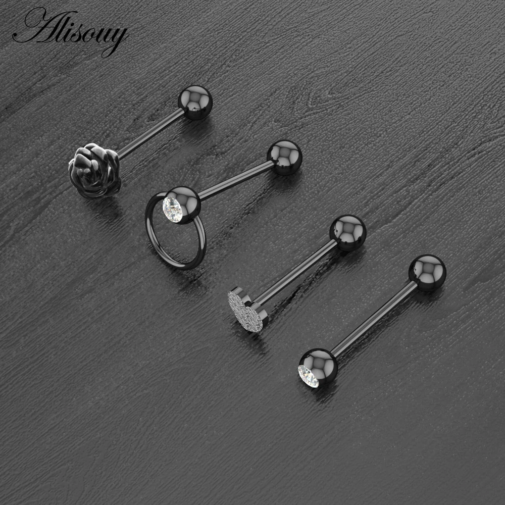 Alisouy 1pc чехол с изображением сердечка цветка Циркон мяч Нержавеющая сталь штанга