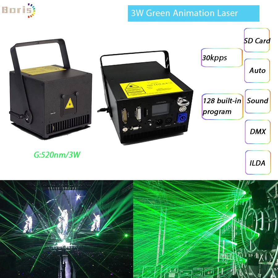 Зеленый 1 Вт лазерный проектор сценический светильник анимационный s 2 мультфильм