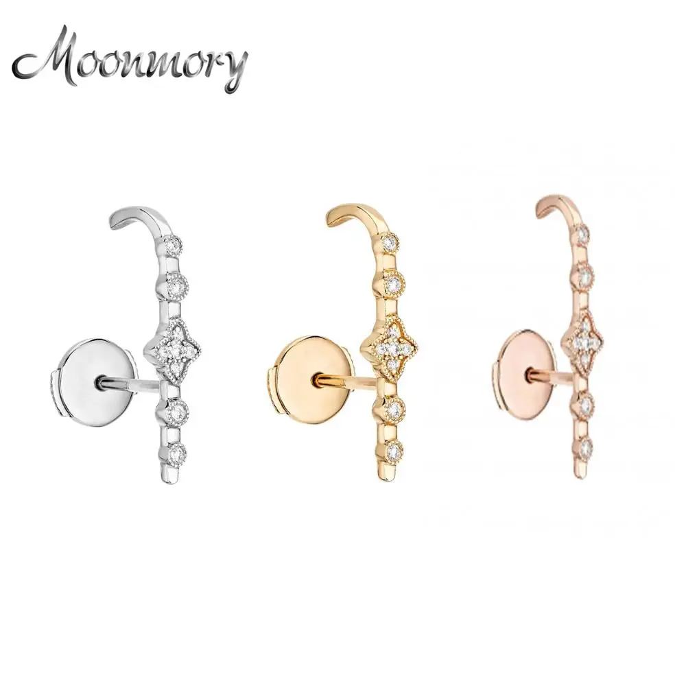 Moonmory 925 пробы серебряные серьги манжеты клипсы Epoque Boucle D Oreille с прозрачными