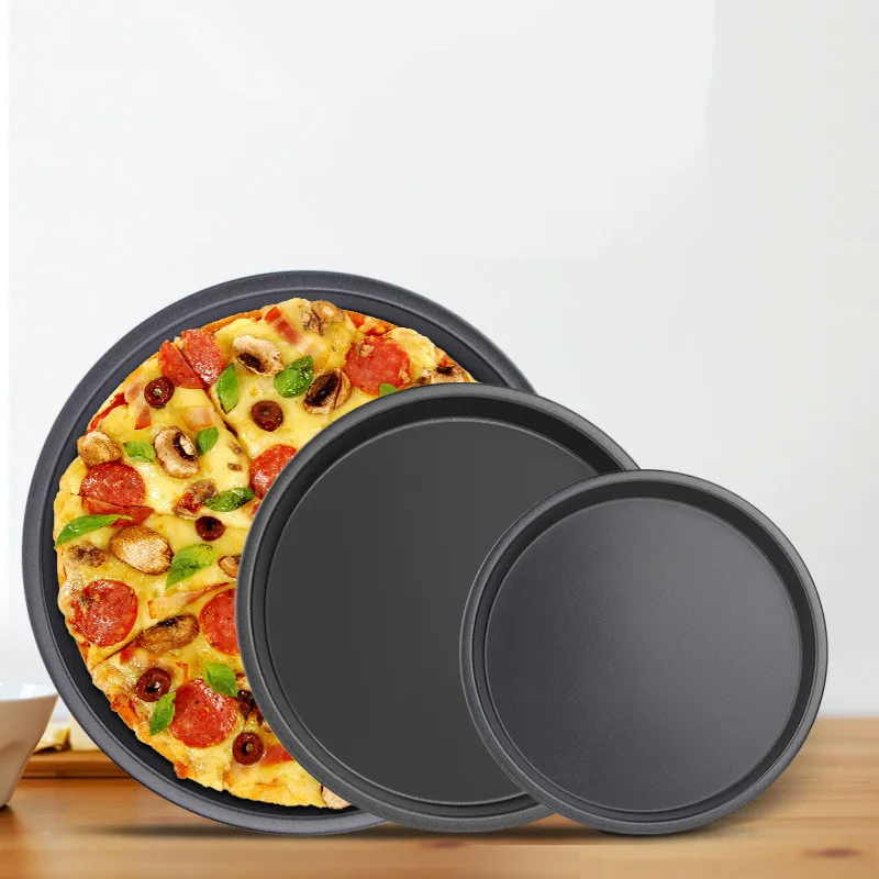 

9/10/11/12/14inch Round Pizza Plate Pizza Pan Deep Dish Tray Carbon Steel Non-stick Mold Baking Tool Baking Mould Pan
