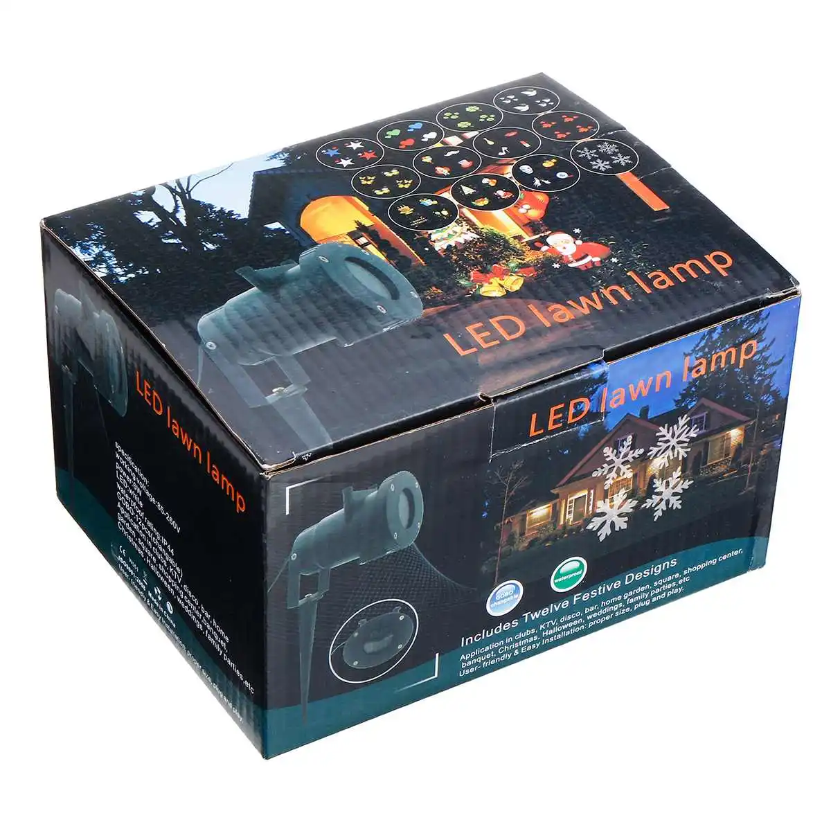 

16Pcs Full Sky Laser Projector Landscape Christmas Lighting 18 Holes IP65 Moving LED Snowflake projector Party Decorator 2Heads