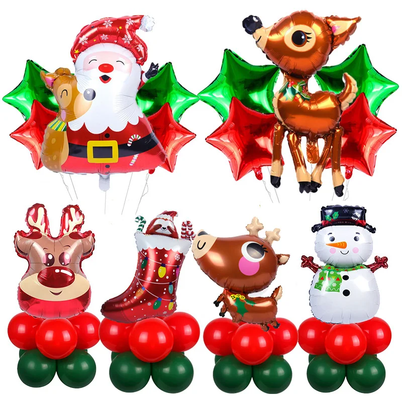 

5Pcs Santa Claus Snowman Xmas Tree Foil Balloons New Year Christmas Party Decorations Inflatable Helium Balloon Kids Toy Globos