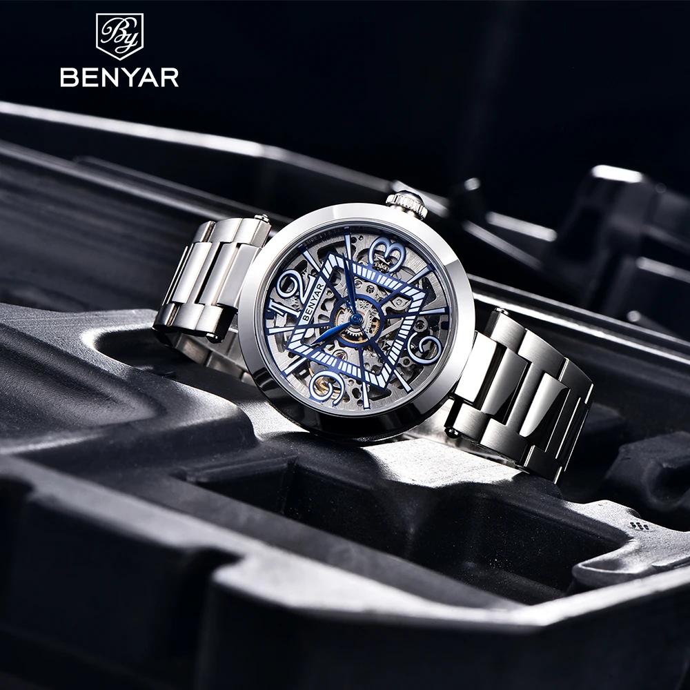 2021 Benyar Top Brand Luxury Watch Men's Automatic Mechanical Sports Watch Men's High-end Leisure Personality Clock Reloj Hombre