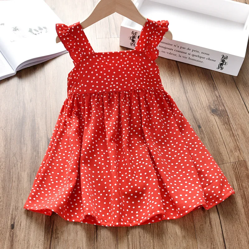 Платье в горошек для девочек детская одежда летнее шифоновое платье малышей цвет