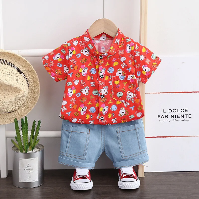 

New Summer Kid Cartoon Clothes Children Boys Girls Cotton T Shirt Shorts 2Pcs/sets Baby Infant Clothing Toddler Casual Tracksuit
