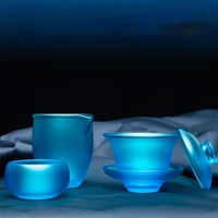 sapphire colored glaze teacup master cup tureen chinese kung fu tea set high end tea cup blue tea maker coffee mug tea infuser