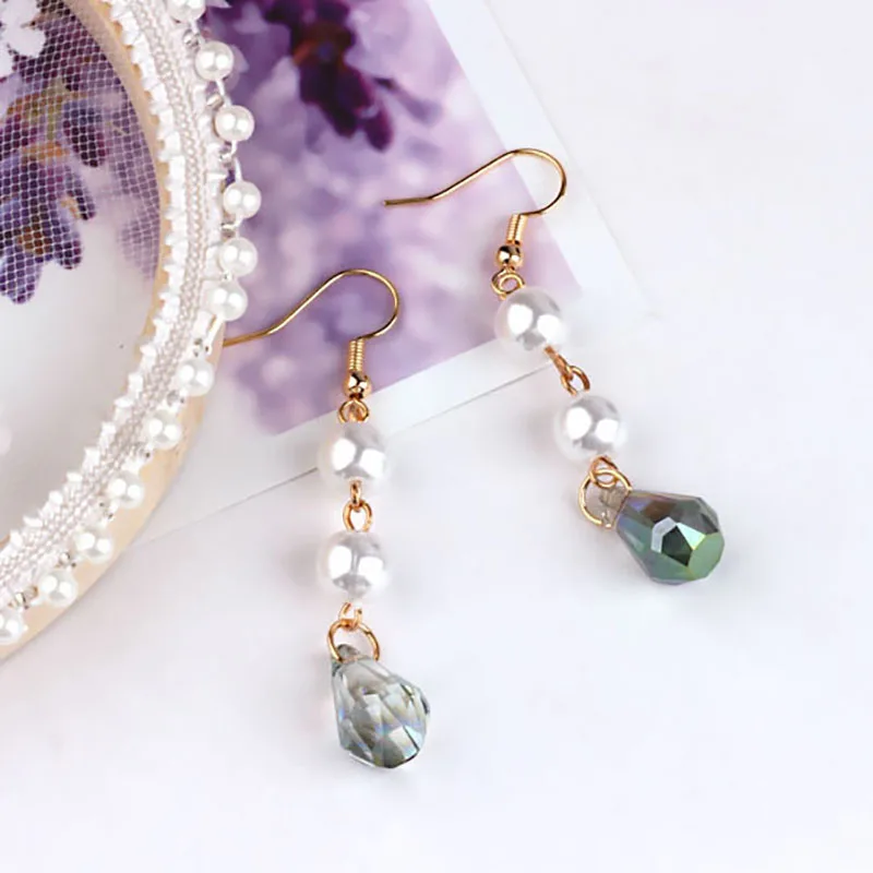 10 шт. Корейский крест пирсинг КАПЛЕВИДНАЯ кристальная бусина ожерелье серьги