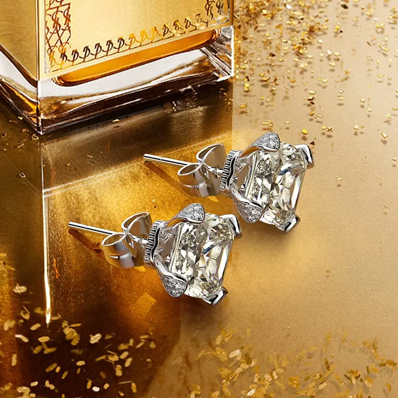 

Jazaz Ice flower cut high carbon AAAAA+ Sparkling Zircon earrings stud women Wedding Anniversary Engagement party Earrings B0696