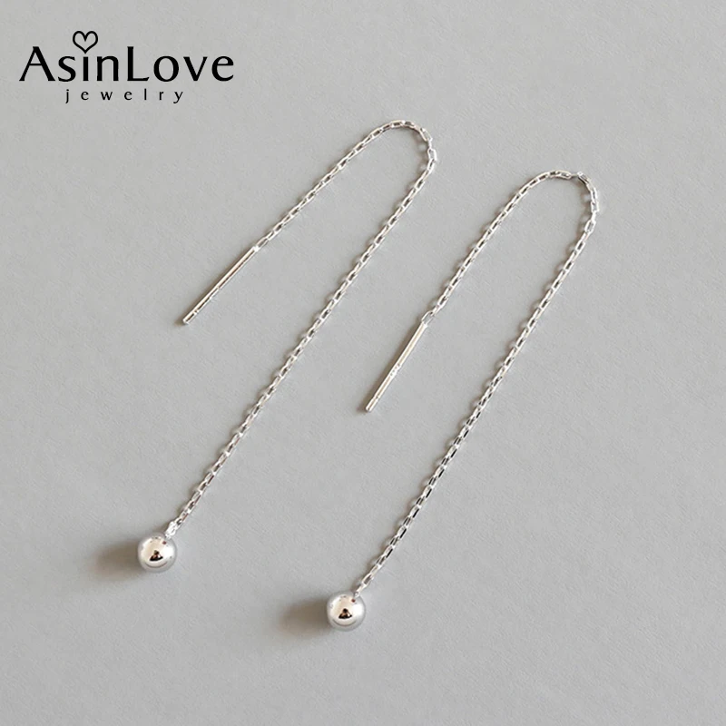 Женские длинные серьги-подвески AsinLove из стерлингового серебра 925 пробы с