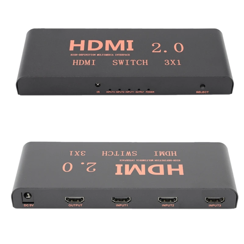 

3 in 1 Out 2.0 Switcher 4K60HZ HD Switcher Supports Blu-Ray Input/3D Output/HDCP2.2/HDR Dynamic