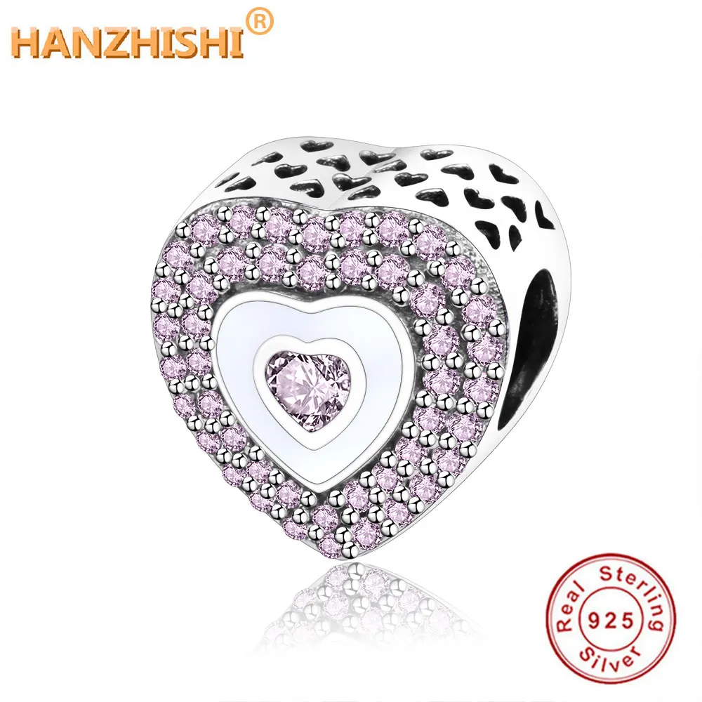 2019 День матери Аутентичные 925 пробы серебро эмаль сердце Подвески бусины с