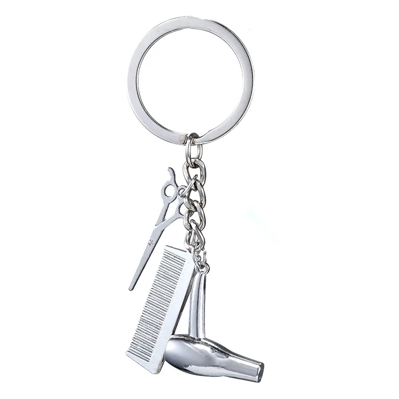 New Hairstylist Keychain Hair Salon Key Ring Hair Dryer Scissors Comb Key Chain Hairdresser Gifts For Women And Men DIY Jewelry