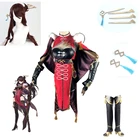 Женский костюм Beidou для косплея Genshin Impact, черный, красный костюм на Хэллоуин, накидка, штаны, перчатки, парики Beidou, ролевые игры