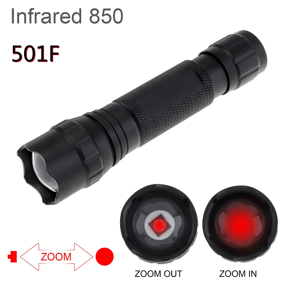 

Светодиодный инфракрасный охотничий мини-фонарик 501F 502F, 850 нм, ночное видение, зум, ручной водонепроницаемый уличный тактический фонарь, 10 Вт