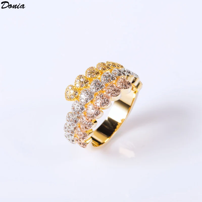 

Donia Jewelry Fashion new tri-color bracelet copper micro-inlaid AAA zircon bracelet luxury heart-shaped high-end ladies bracele