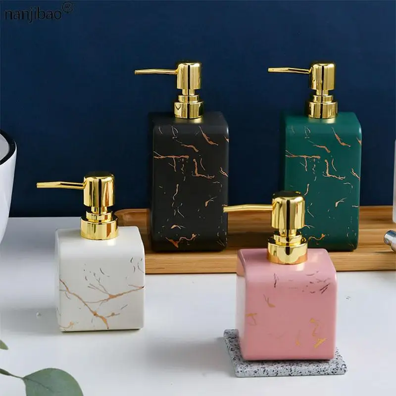

Ceramic Lotion Press Bottle Hand Sanitizer Nordic Fashion Shower Gel Sub-Bottomed Shampoo Bottle Marbled Bathroom Accessories