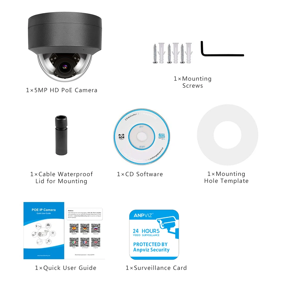 Ip камера POE H.265 совместимая Hikvison 5MP IP для внутреннего и наружного наблюдения