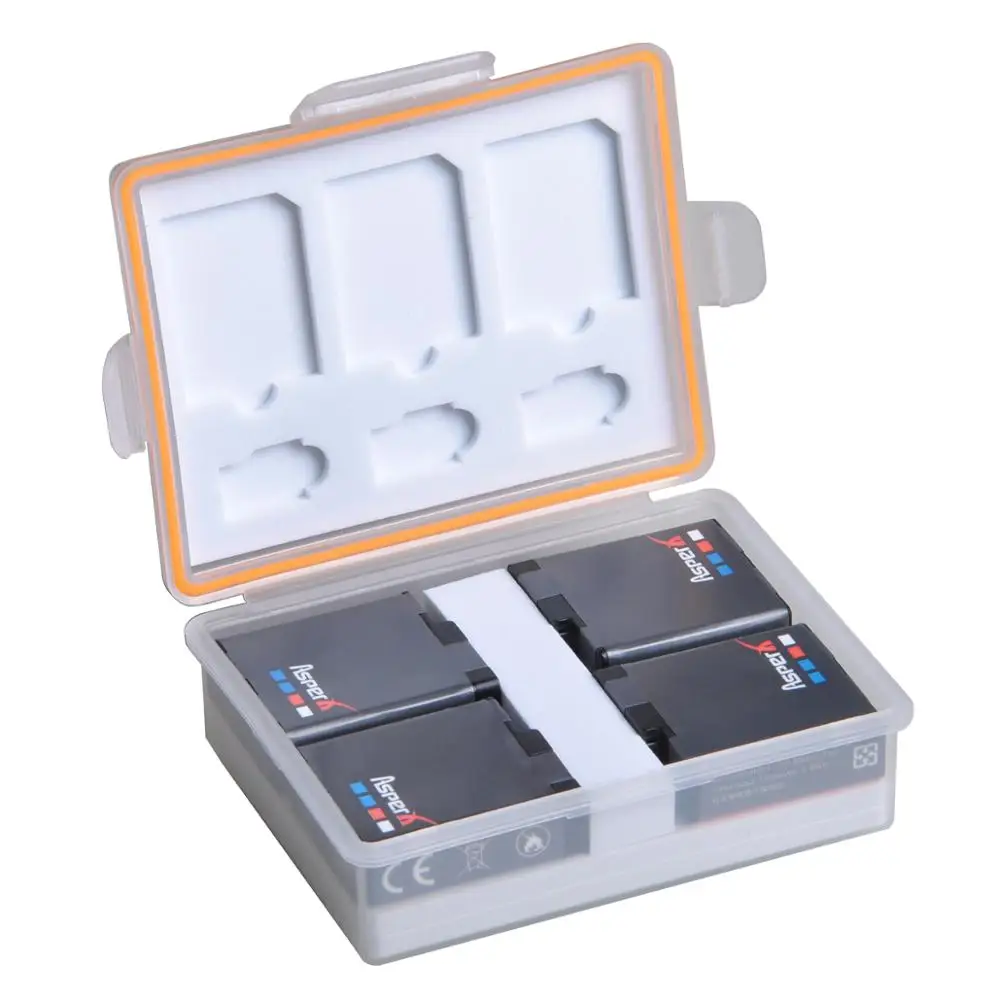 

AsperX 4Pc 1680mAh Gopro AHDBT 501 Camera Bateria Battery for Go Pro Hero 5 6 7 Hero5 Black Sports Action Camera + Card Box