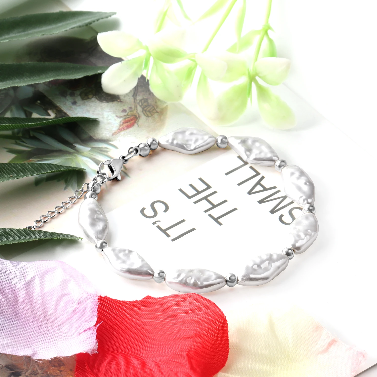 Изящные женские браслеты LUXU из стали нержавеющей с геометрическими бусинами