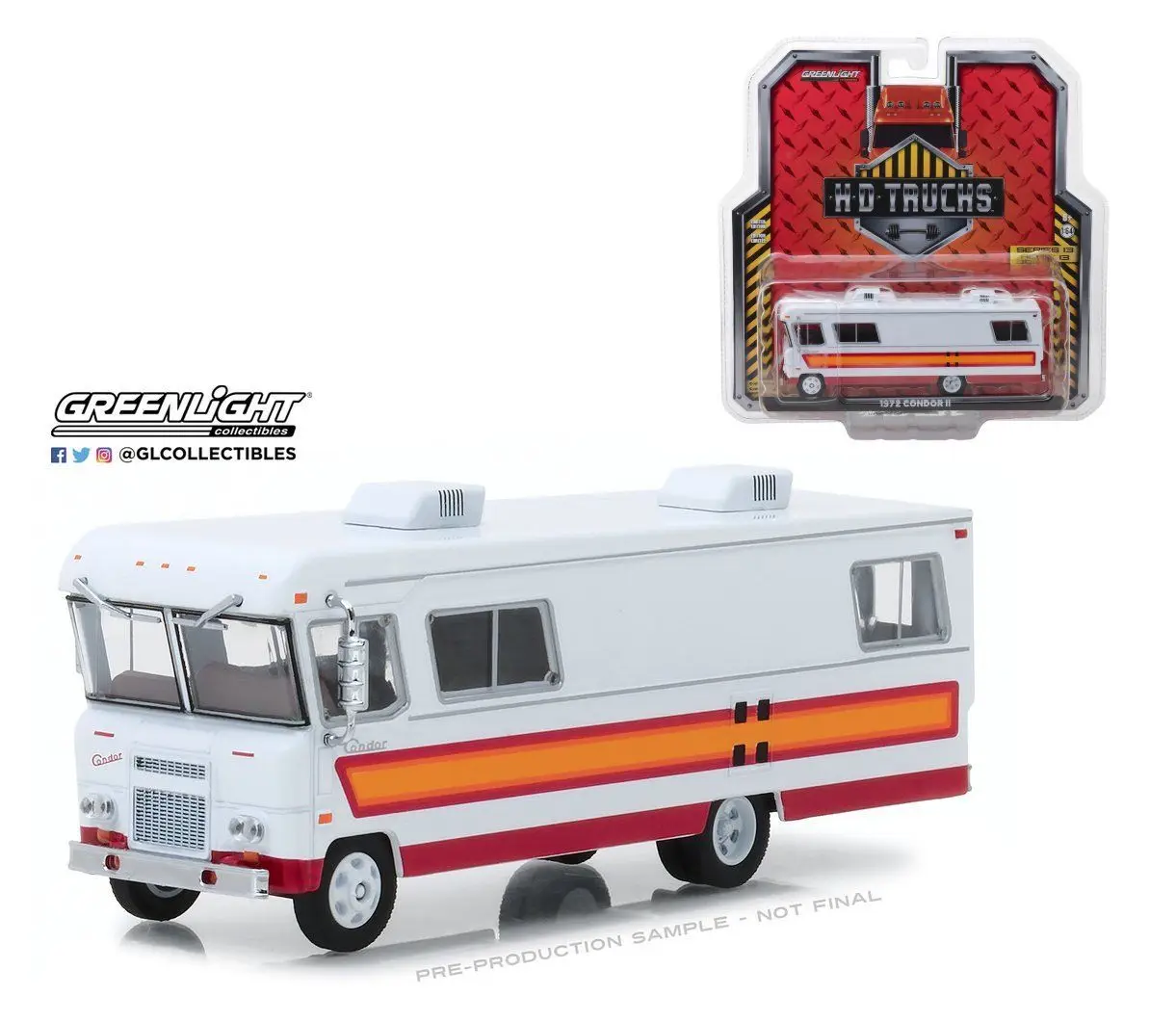 Зеленый светильник 1: 64 HD грузовики 1972 CONDOR II дом на колесах RV игрушечный автомобиль игрушки для детей литая под давлением модель автомобиля подарок на день рождения