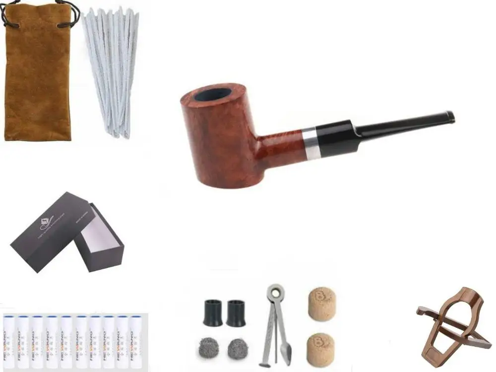 

Курительная трубка высшего качества, деревянная трубка с фильтром 9 мм, креативная курительная трубка с плоским дном, 10 инструментов, Беспла...