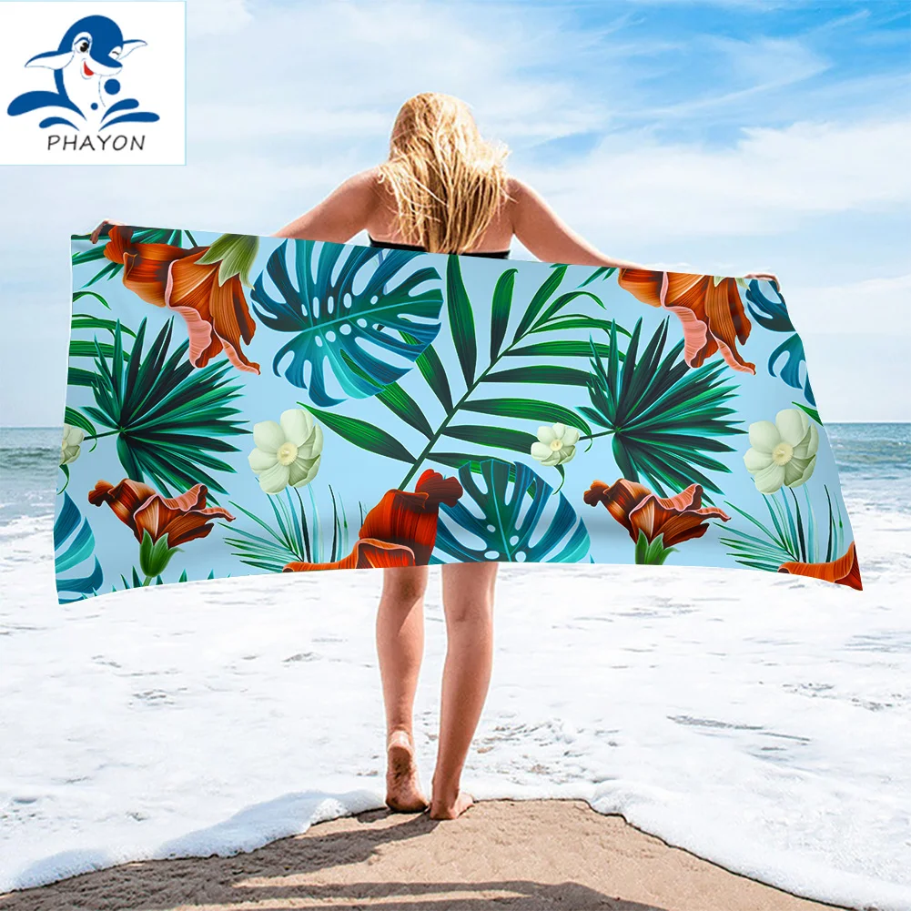

PHAYON Tropical Leaves Beach Towel Quick-dry Hawaii Microfiber Bath Towels Cushion Bath Towel Yoga Mat Beach Towel