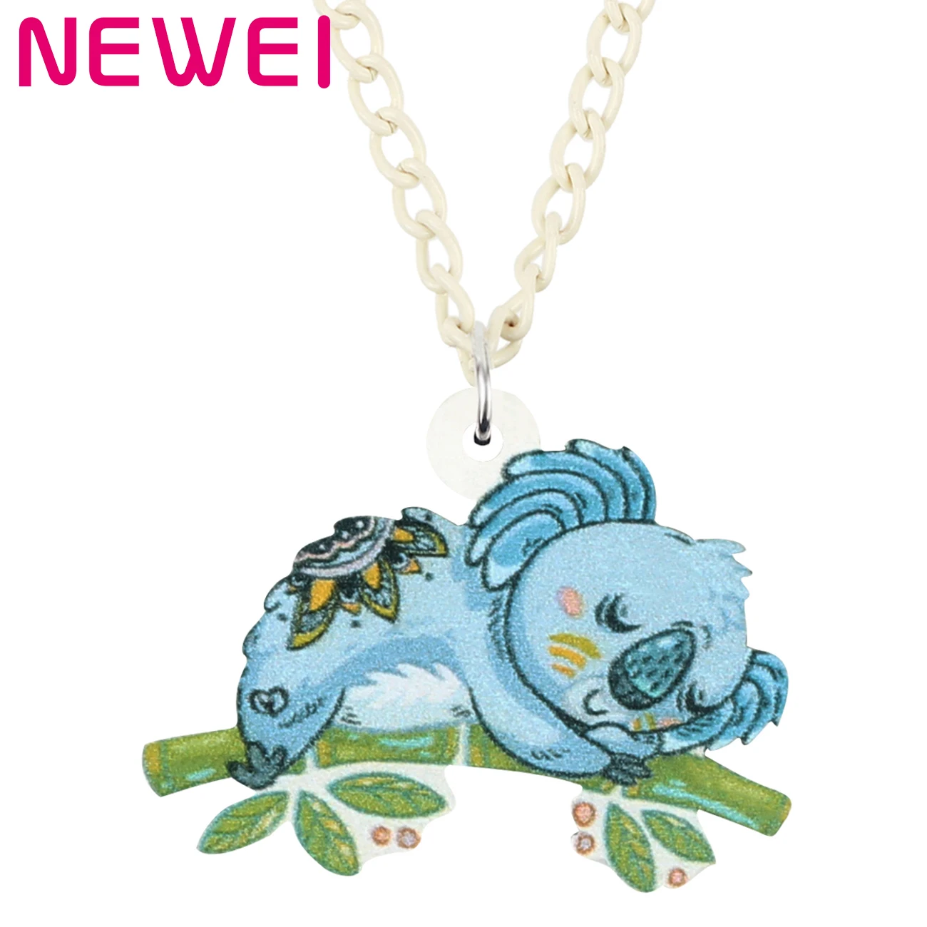 

Newei Acrylic Cartoon Australian Koala Bear Necklace Cute Animal Choker Long Pendant Chain Jewelry For Girls Novelty Gift Charms