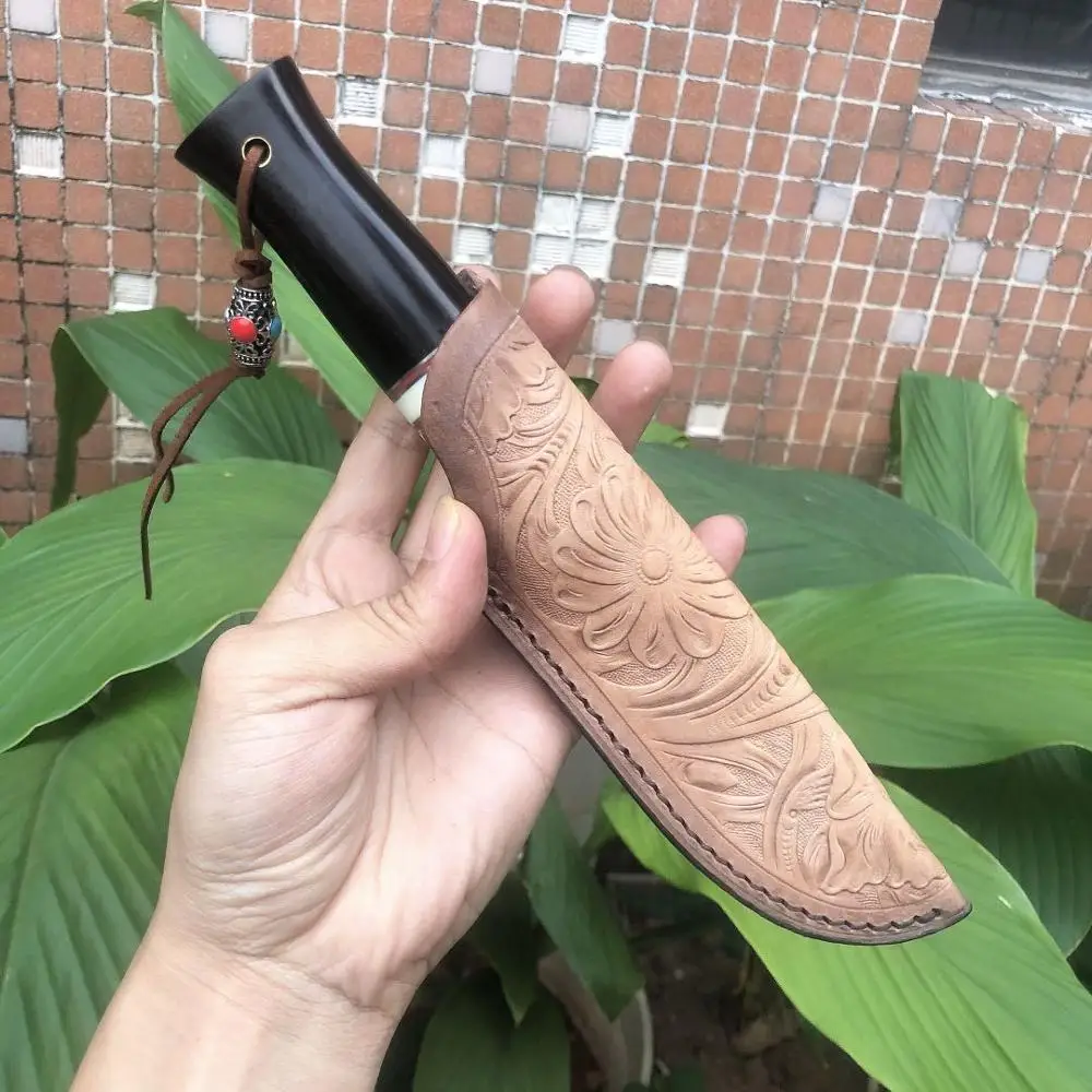 Охотничий нож ручной работы из настоящей дамасской стали Фиксированный Клинок с