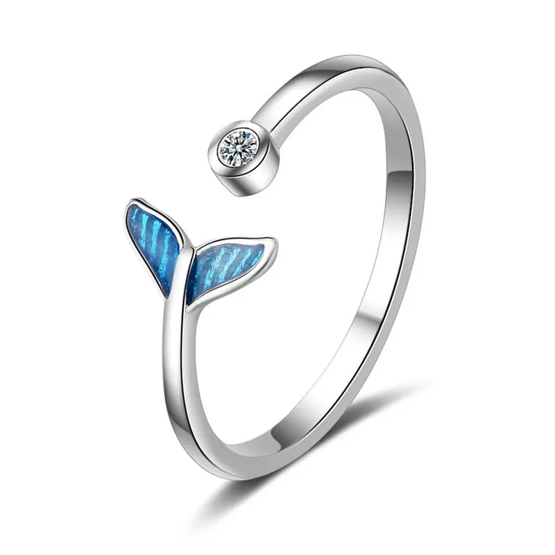 Кольца с хвостом русалки синего Кита Дельфина подарки для женщин и девочек