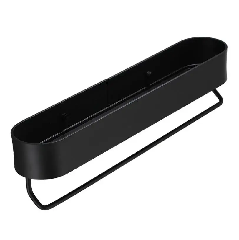 

Bathroom Black Shelf with Towel Bar Space Aluminum Corner Shelves Towel Rack Shampoo Holder Kitchen Storage Rack Accesso