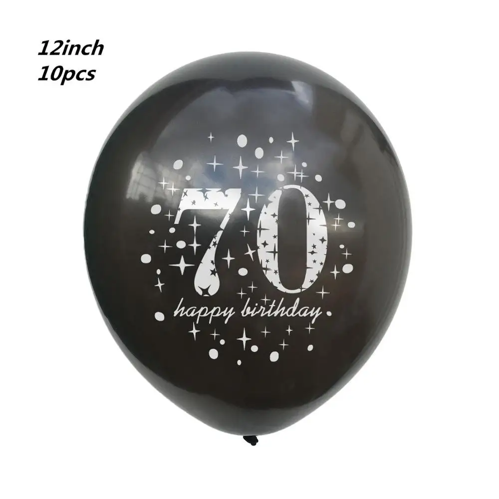 10pcs black 70 1" Золотые латексные воздушные шары черные 30 40 50 60 70 лет с днем рождения украшения для взрослых воздушные шары Cumpleanos Globos Balony - Цвет: 10pcs black 70
